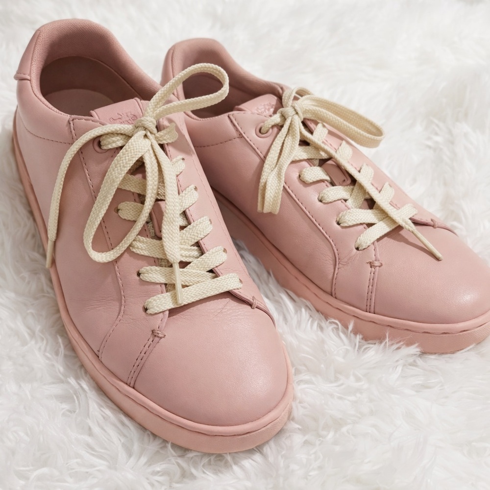 COACH Lowline Luxe Low Top Leather Sneakers | Pink Auror | CitySole | Size 7